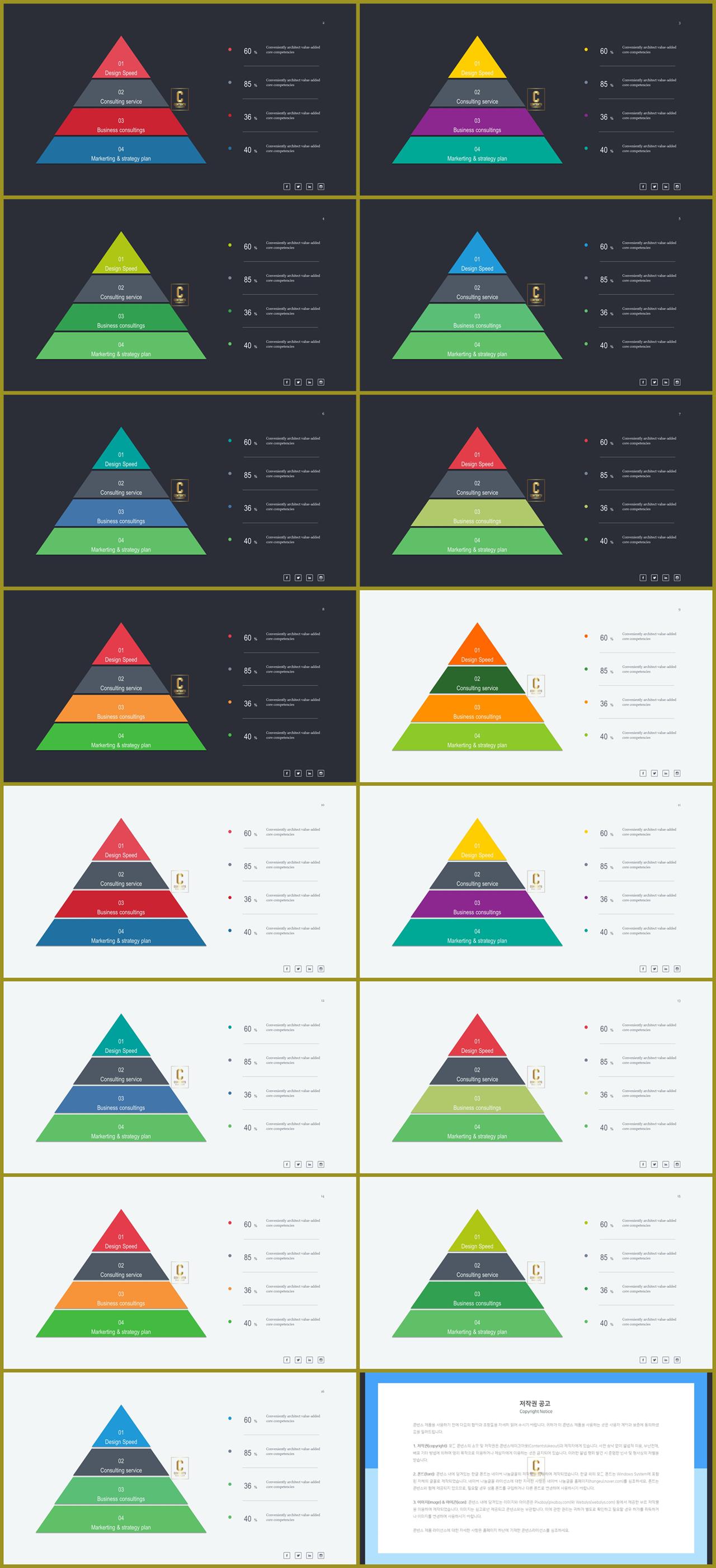 PPT다이어그램 피라미드형  발표용 PPT템플릿 디자인 상세보기