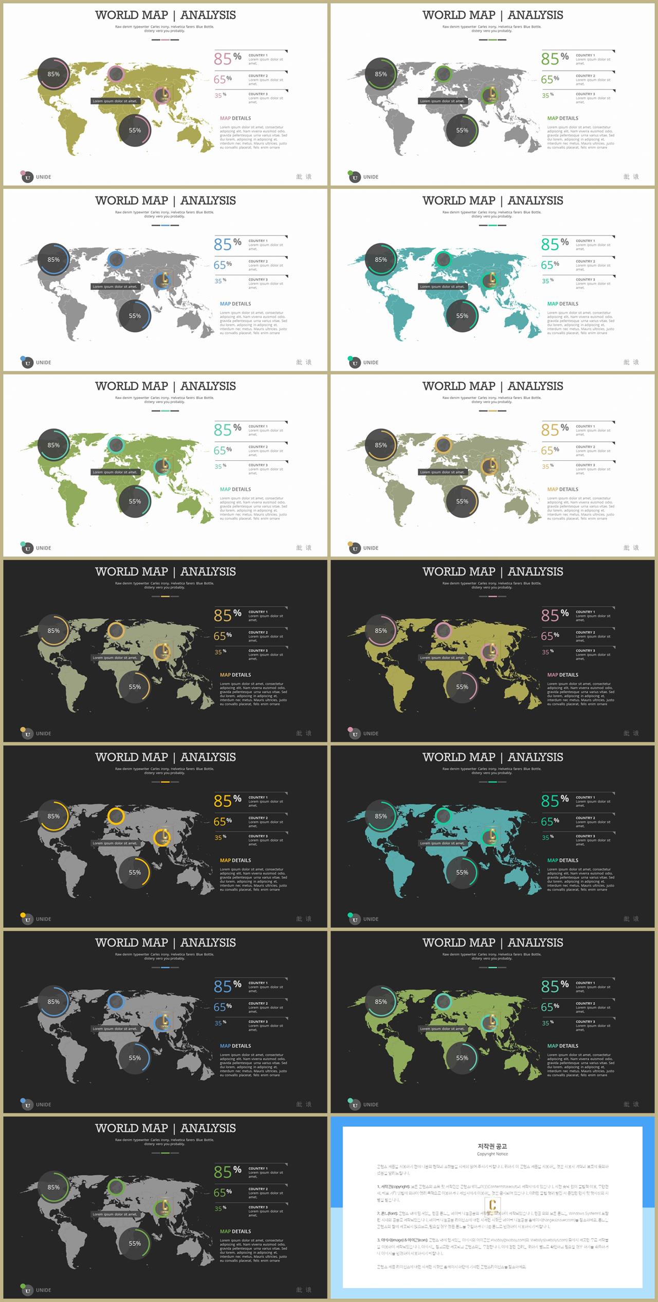 PPT인포그래픽 세계지도  맞춤형 PPT템플릿 다운 상세보기