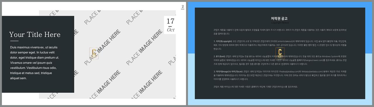 PPT레이아웃 좌우로 분림형  발표용 피피티양식 다운 상세보기