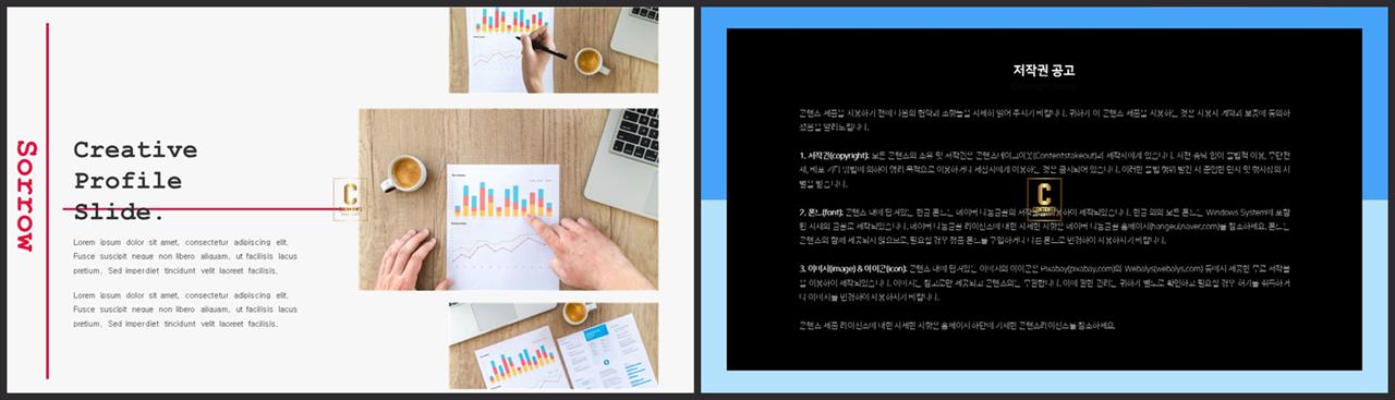 PPT레이아웃 좌우형  다양한 주제에 어울리는 POWERPOINT템플릿 제작 상세보기